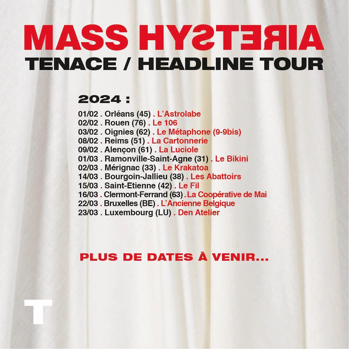 Mass hysteria tenace tour 2024